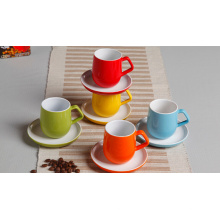 Haonai designed colored ceramic coffee cup and saucer set